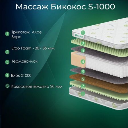 Матрас EveRest Массаж Бикокос S1000 (Массаж&nbsp;Бикокос&nbsp;S1000)